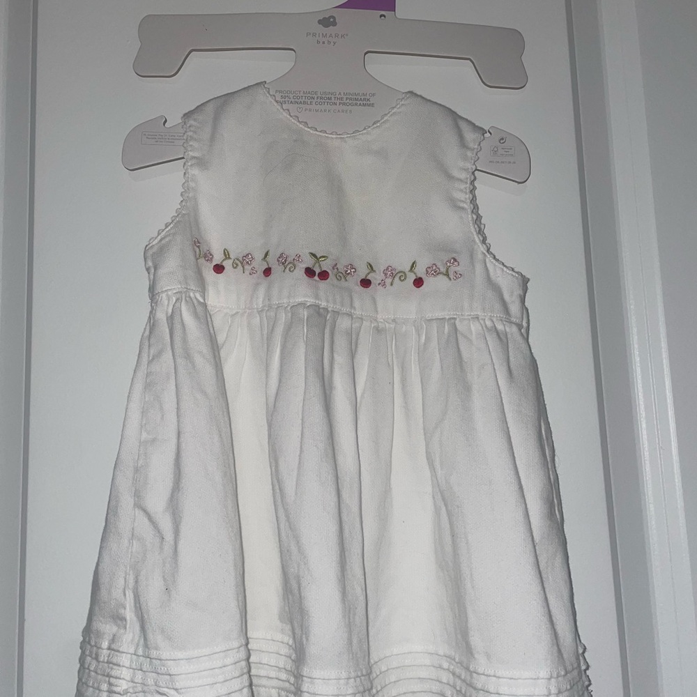White  Baby Dress with Cherry